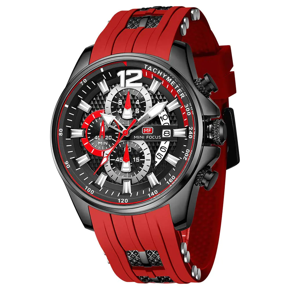 Reloj para Hombre de Cuarzo para Hombres (Rojo-Negro)