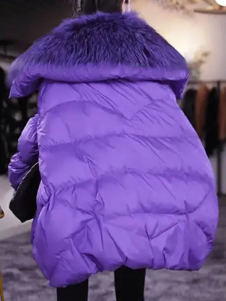 Chaqueta con Cuello de Piel Todo Combinable para Mujer